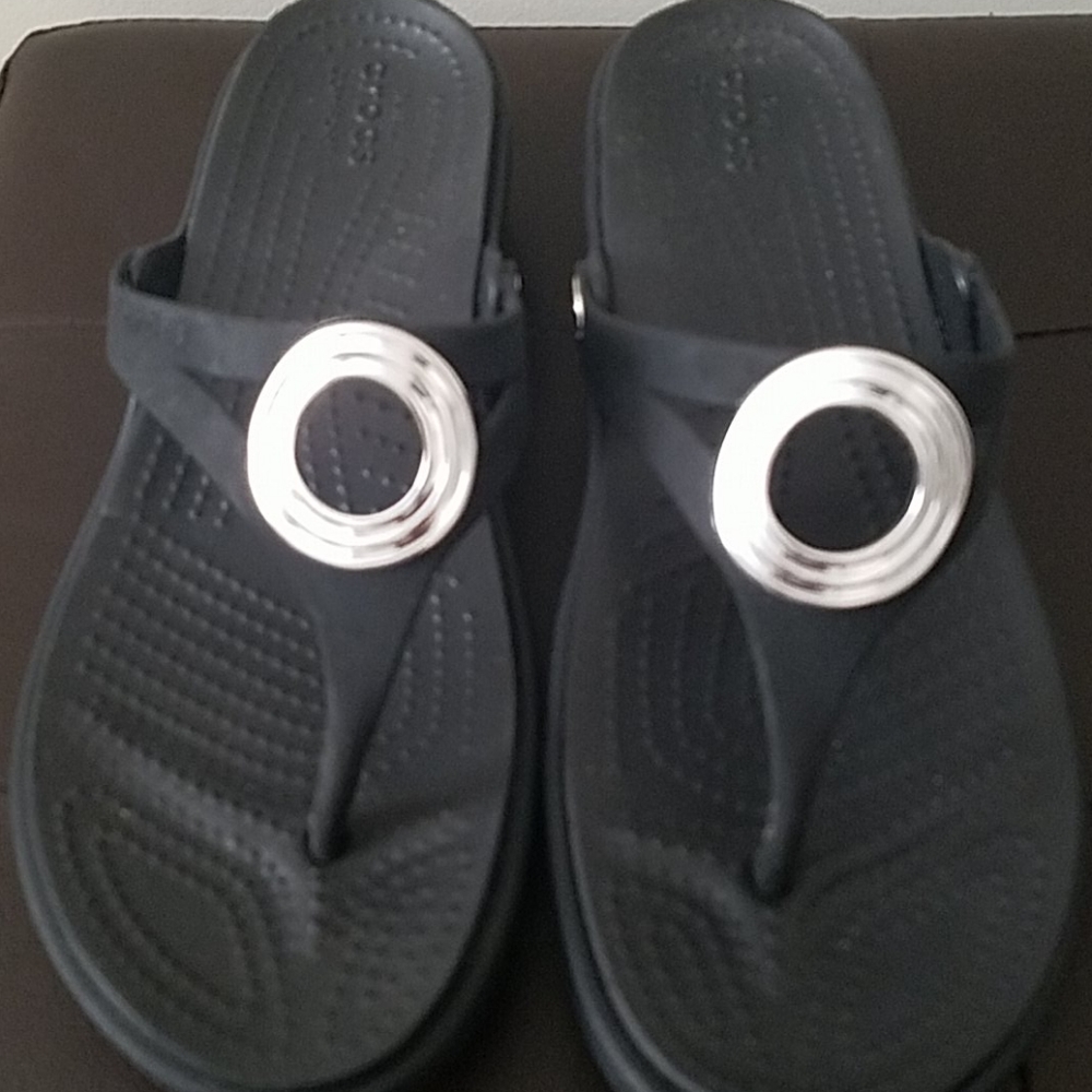 Size 8 Black Crocs sandals